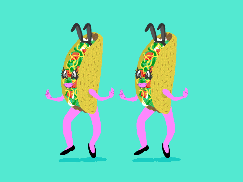 Taco Bell's #TacoEmojiEngine animation character dancing duik gif hand drawn illustration taco