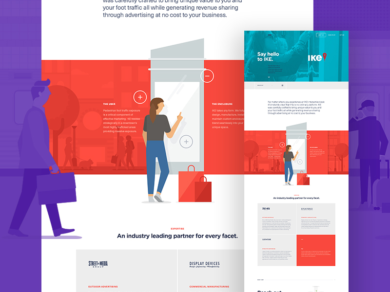 Meet IKE clean color flat illustration interactive material minimal ui vector web