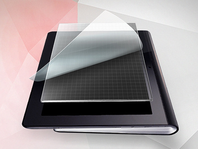 Protective Coating Peel-back 3d glass illustration peel screen tablet technical