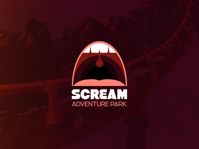 SCREAM Theme Park Logo branding design halloween identity logo logodesign mouth red rollercoaster scream theme park