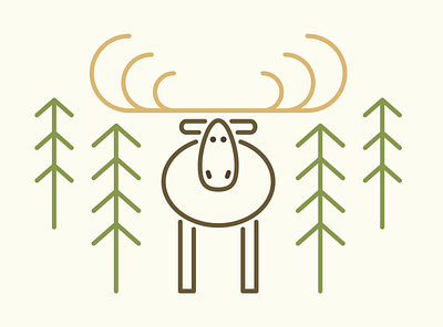 Moose Meese animals antlers creatures design flat forest graphic illustration icon illustration minimal moose trees woods
