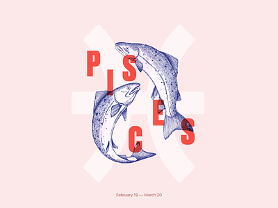 Pisces zodiac sign art artwork challenge character design dribbble dribbbleweeklywarmup fishes pisces poster rebound ui weekly warm up zodiac