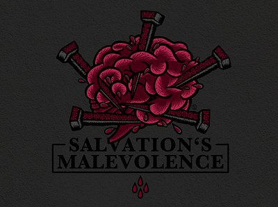 Salvation's malevolence brain design graphic design illustration logo nail roses vector