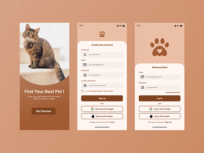 Login / Register - Pet Shop Mobile App Design