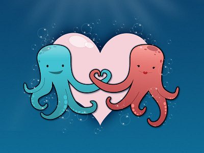 OctoLove cartoon illustration vector