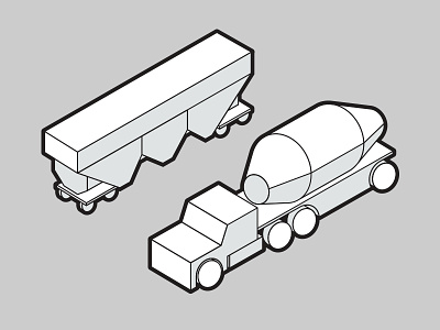 Trains and Trucks cartoon illustration vector