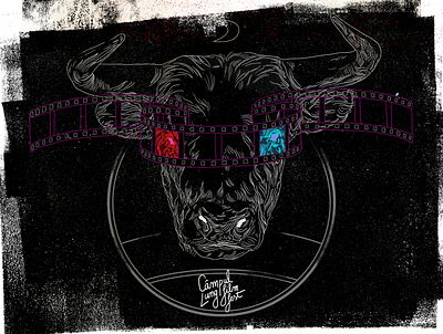 Bull Illustration 3d bull design film reel illustration movie typography