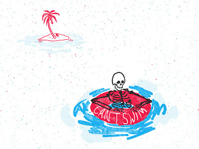 Can't Swim band cant swim funny illustration poster punk rock screen printing skeleton