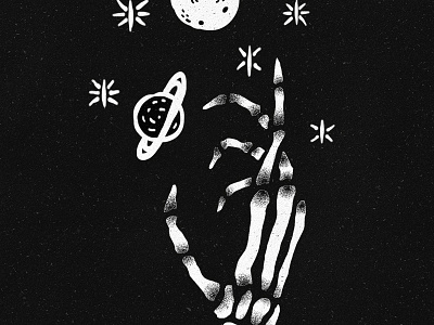 Dreaming & Scheming illustration skeleton hand space