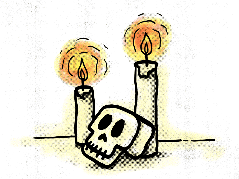 Spoopy halloween horror illustration or skull treat trick