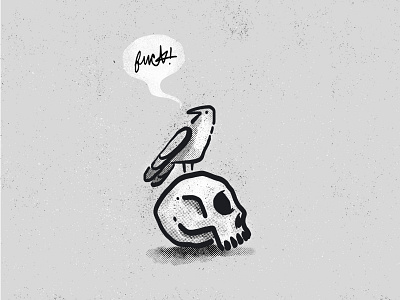 The Bird fuck halftone illustration skull