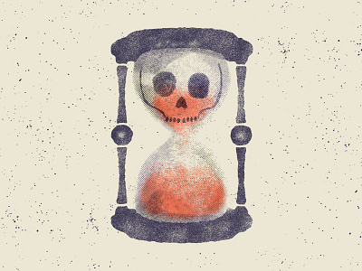 Time Waits For No One death grit hourglass illustration skull texture