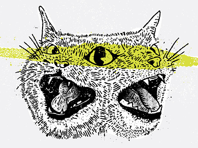 Kitties cat illustration cats three eyes two headed
