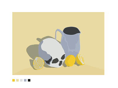 Life and Lemonade 2d color blocking illustration lemon life minimal skull still life