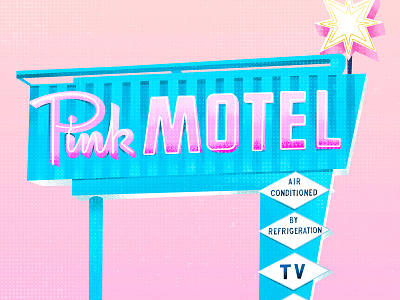 Pink Motel california colors illustration motel neon pastel pink sign vector vintage