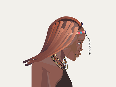 Himba woman africa dreadlocks hair illustration lovely tribe vector women