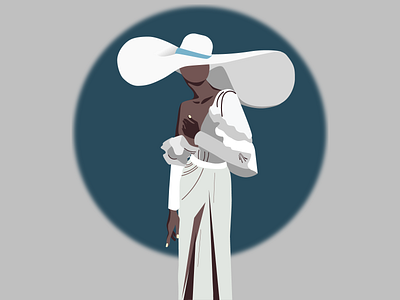 Stylish woman in white dress and hat branding design dress fashion hat illustration model style vector women