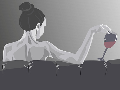 Girl with a glass of wine design glass illustration loneliness naced sofa thoughts vector wine women