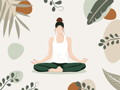 yoga girl in lotus position design diet illustration meditation poster vector women yoga