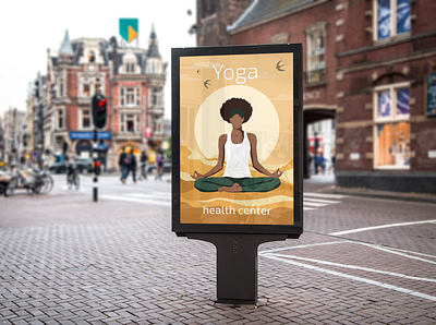 billboard yoga center poster branding design illustration vector women yoga