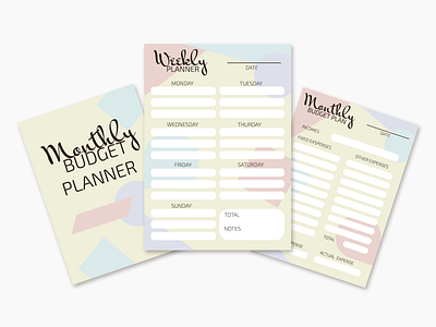 budget planner monthly and weekly in pastel colors accounting branding budget design finance illustration money planner template vector