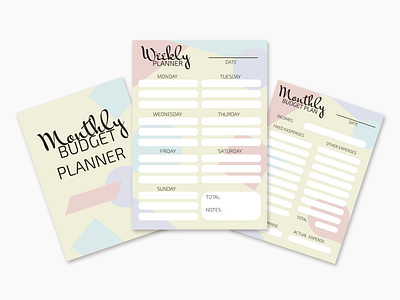 budget planner monthly and weekly in pastel colors