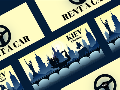 Kyiv city skyline business card car city design illustration kiev silhouette taxi vector