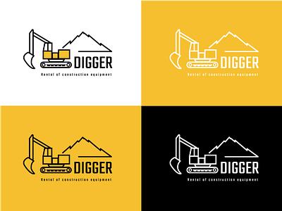 Linear logo for a construction equipment rental company branding construction equipment design illustration logo rental vector