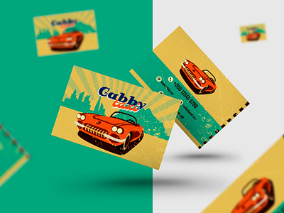 business card design for taxi service in retro style