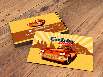 Vintage style business card design for taxi service branding business card car design illustration taxi typography vector