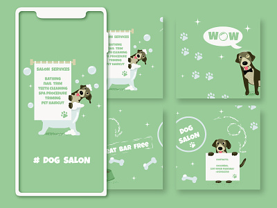 Cute doggy will offer grooming salon services bathing branding design dog grooming illustration pets salon services vector