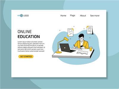 Vector illustration for landing page with online education chara concept design education illustration landing page learning men student vector