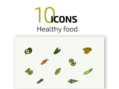 10 icons healthy food design fruit graphic design healthy food icons illustration nutrition vector vegan vegetarianism