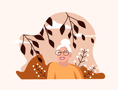 cute grandmother on autumn background autumn grandmother graphic design illustration life mother parents vector