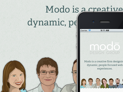 Responsive Modo website adelle header illustration media queries responsive team website