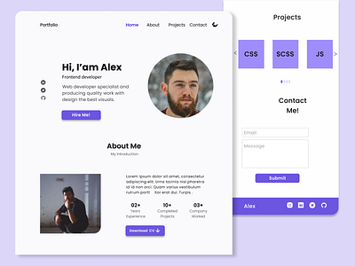 Personal Portfolio Design Site - Alex animation branding graphic design ui