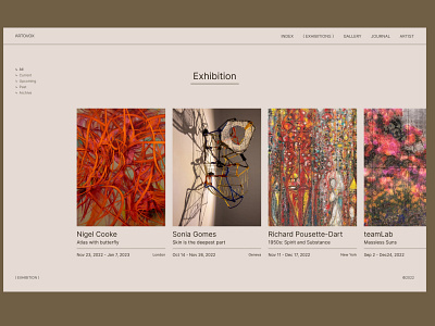 Artovox- Art gallery website design concept art art exhibition art gallery branding composition design graphic design illustration imagery layout layout explortion minimal modern photography presentation design typography ui ui design web design