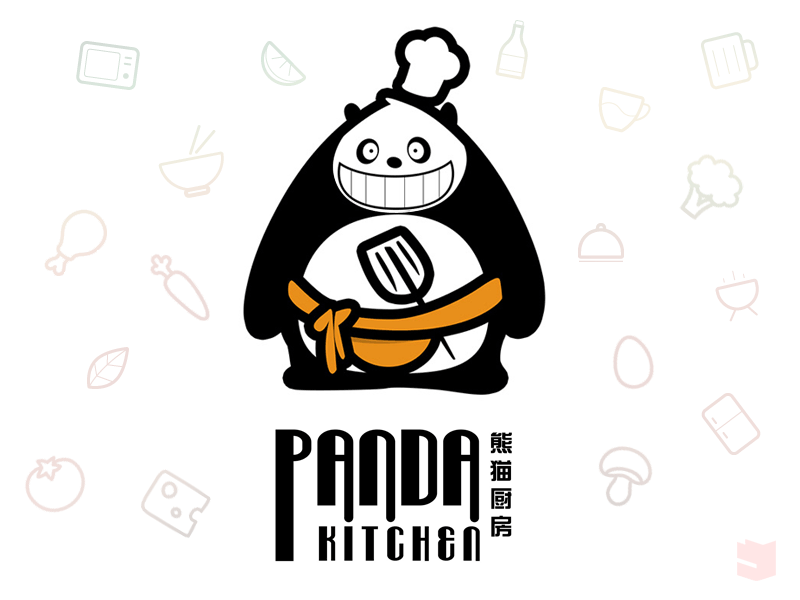 Panda Kitchen Logo Design Concept 1 2020 apron belly brand design branding character chef design illustration kitchen logo logo design mascot mono panda spatula 厨房 商标 熊猫 设计