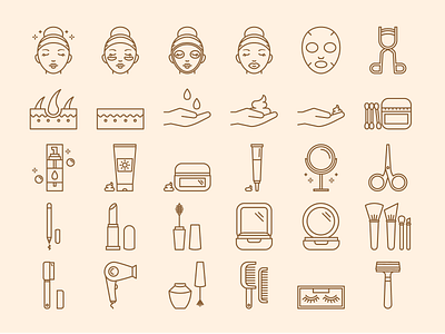 Beauty and Make up line Icon character design face flat icon illustration skin vector