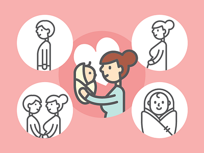 Mommy & kid avatar character child design family flat icon illustration kid minimal mom mother parents vector