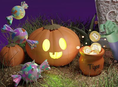 Happy Halloween! 3d 3dart 3ddesign 3dmodeling blender cafe cafemenu design illustration