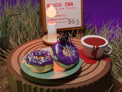 Happy Halloween! 🦇 3d 3dart 3ddesign 3dmodeling blender cafe cafemenu design illustration