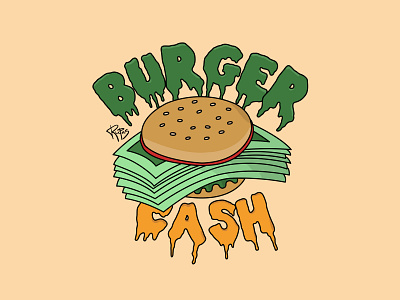 Cash Burger app branding burger cash design icon illustration typography vector