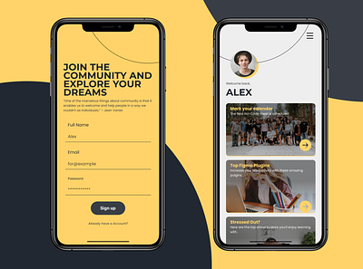 Community app Sign-up Interface design app design graphic design typography ui ux