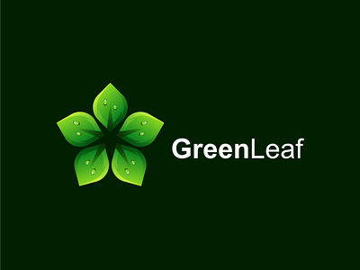 green leaf logo concept app branding design icon illustration logo typography ui ux vector