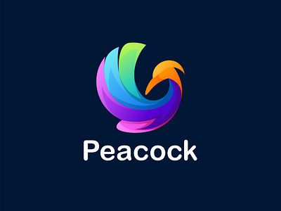peacock logo simple app branding design icon illustration logo typography ui ux vector