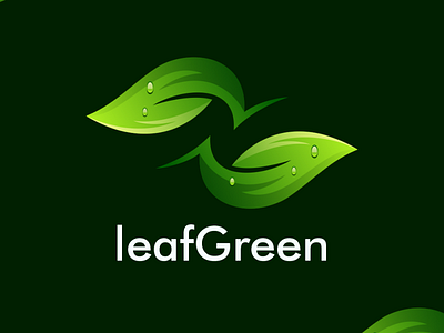 leaf green logo concept app branding design icon illustration logo typography ui ux vector