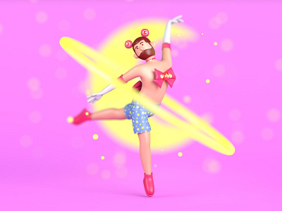 Sailor Moon 3d beard boots bowknot c4d cinema4d cute dance drag queen halo illustrator jump ladies magic moon pink planet rabbit red eyes stars