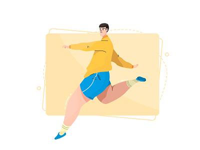 yellow man blue cool cute design guy handsome happy illustration internet jump line run summer ui yellow
