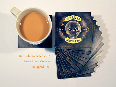 Red Talks Event Promotional Coaster branding illustration logo reingold typography